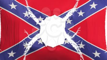 Confederate flag with a hole, white background, 3d rendering