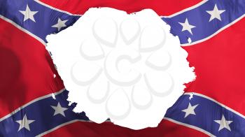 Broken Confederate flag, white background, 3d rendering