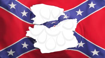 Tattered Confederate flag, white background, 3d rendering