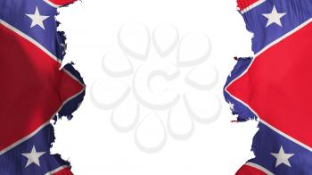 Blasted Confederate flag, against white background, 3d rendering