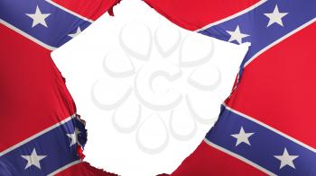 Cracked Confederate flag, white background, 3d rendering
