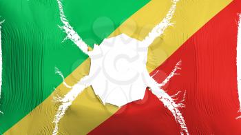 Republic of Congo Brazzaville flag with a hole, white background, 3d rendering