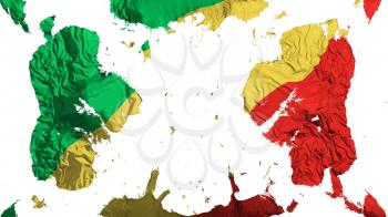Scattered Republic of Congo Brazzaville flag, white background, 3d rendering