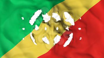 Republic of Congo Brazzaville flag with a small holes, white background, 3d rendering