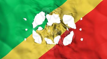 Holes in Republic of Congo Brazzaville flag, white background, 3d rendering