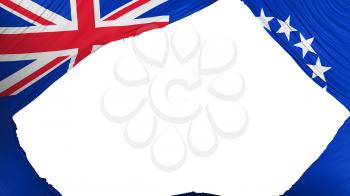 Divided Cook Islands flag, white background, 3d rendering