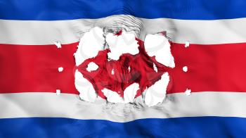 Holes in Costa Rica flag, white background, 3d rendering