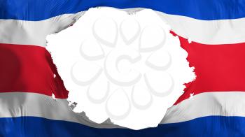 Broken Costa Rica flag, white background, 3d rendering