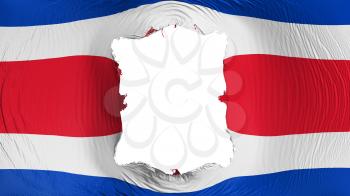 Square hole in the Costa Rica flag, white background, 3d rendering
