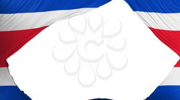 Divided Costa Rica flag, white background, 3d rendering