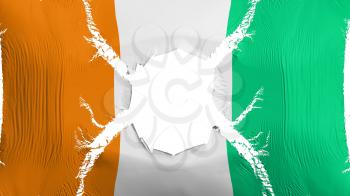 Cote dIvoire flag with a hole, white background, 3d rendering