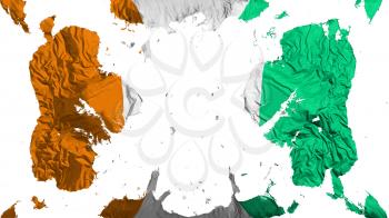 Scattered Cote dIvoire flag, white background, 3d rendering