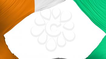Divided Cote dIvoire flag, white background, 3d rendering