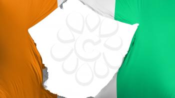 Cracked Cote dIvoire flag, white background, 3d rendering
