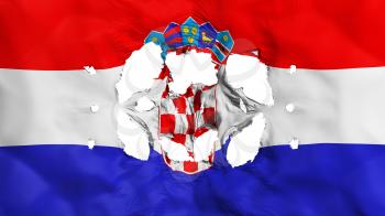 Holes in Croatia flag, white background, 3d rendering