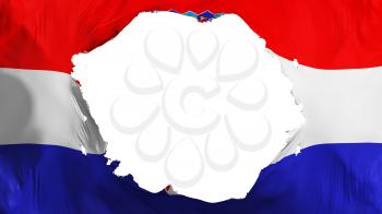 Broken Croatia flag, white background, 3d rendering