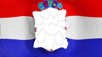 Square hole in the Croatia flag, white background, 3d rendering