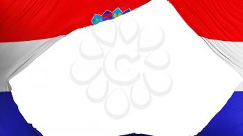 Divided Croatia flag, white background, 3d rendering
