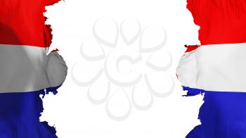 Blasted Croatia flag, against white background, 3d rendering
