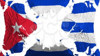 Cuba torn flag fluttering in the wind, over white background, 3d rendering