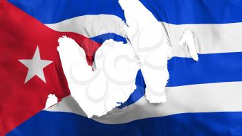 Ragged Cuba flag, white background, 3d rendering