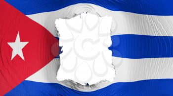 Square hole in the Cuba flag, white background, 3d rendering