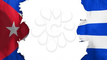Blasted Cuba flag, against white background, 3d rendering
