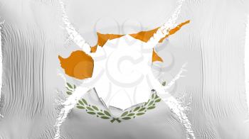 Cyprus flag with a hole, white background, 3d rendering