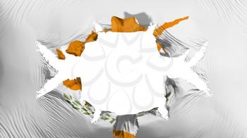 Cyprus flag with a big hole, white background, 3d rendering