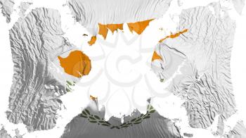 Cyprus torn flag fluttering in the wind, over white background, 3d rendering