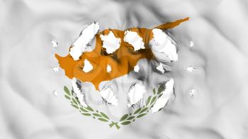Cyprus flag with a small holes, white background, 3d rendering