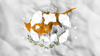 Holes in Cyprus flag, white background, 3d rendering