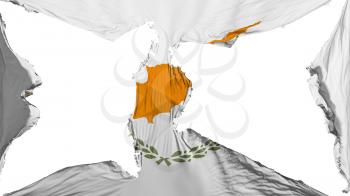 Destroyed Cyprus flag, white background, 3d rendering