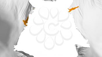 Cyprus flag ripped apart, white background, 3d rendering