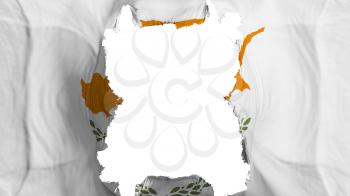 Ripped Cyprus flying flag, over white background, 3d rendering