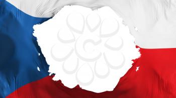Broken Czech Republic flag, white background, 3d rendering