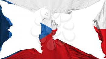 Destroyed Czech Republic flag, white background, 3d rendering