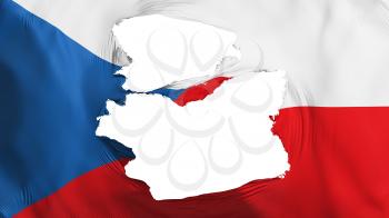 Tattered Czech Republic flag, white background, 3d rendering