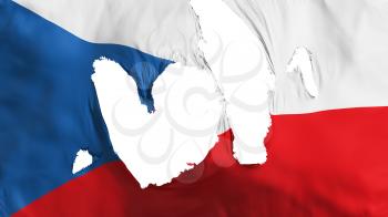 Ragged Czech Republic flag, white background, 3d rendering