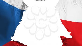Czech Republic flag ripped apart, white background, 3d rendering