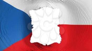 Square hole in the Czech Republic flag, white background, 3d rendering