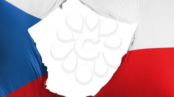 Cracked Czech Republic flag, white background, 3d rendering