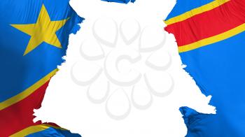 Democratic Republic of Congo Kinshasa flag ripped apart, white background, 3d rendering