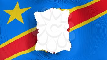 Square hole in the Democratic Republic of Congo Kinshasa flag, white background, 3d rendering