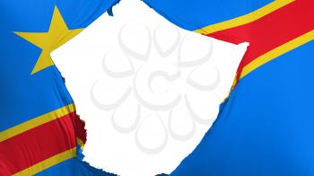 Cracked Democratic Republic of Congo Kinshasa flag, white background, 3d rendering