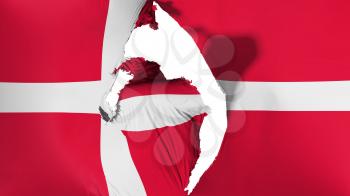 Damaged Denmark flag, white background, 3d rendering