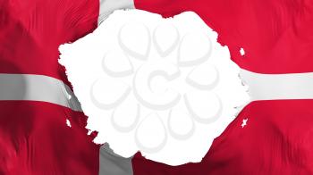 Broken Denmark flag, white background, 3d rendering