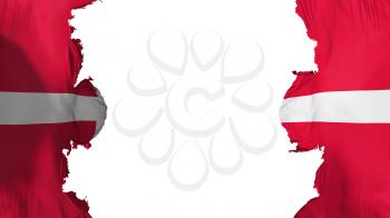 Blasted Denmark flag, against white background, 3d rendering