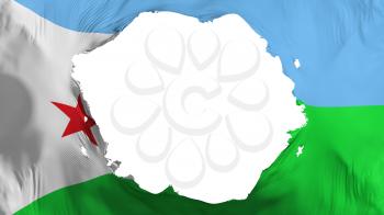 Broken Djibouti flag, white background, 3d rendering