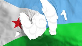 Ragged Djibouti flag, white background, 3d rendering